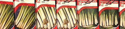 a selection of packets of leek seed